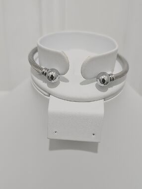 Silver Open Cable Cuff Bracelet